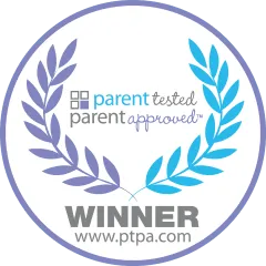 PPTA award. Text: Parent Tested Parent Approved. Winner. www.ptpa.com.